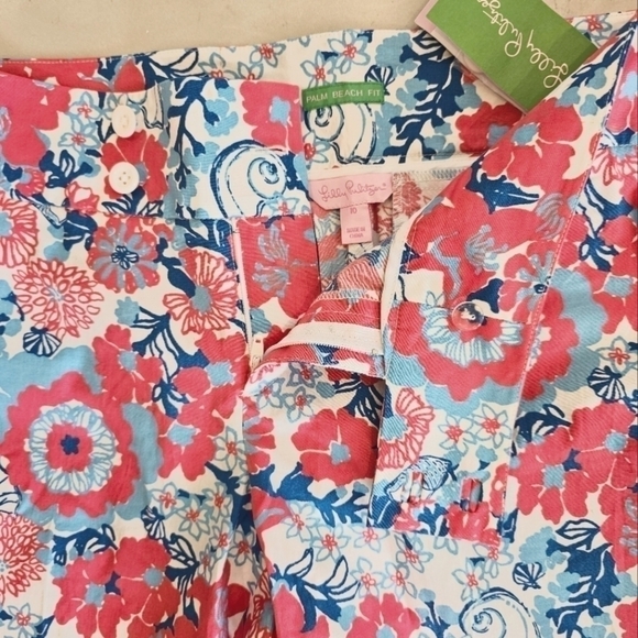 Lilly Pulitzer Bailey Capri Floral Printed Stretch Pants Shell Yeah Size 10 NWT - Picture 9 of 11